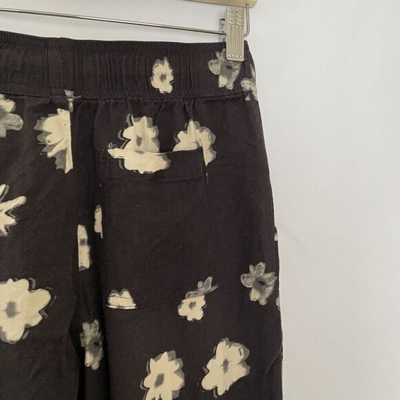 Urban Outfitters XS Black Floral Patterned Relaxed Fit Pants With Pockets - Picture 9 of 9